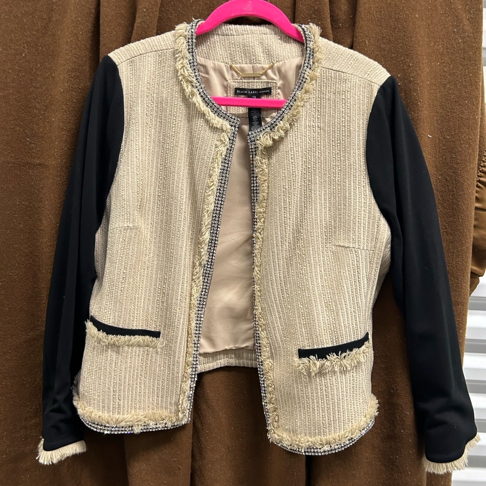 Chico's Cream and Black Textured Jacket